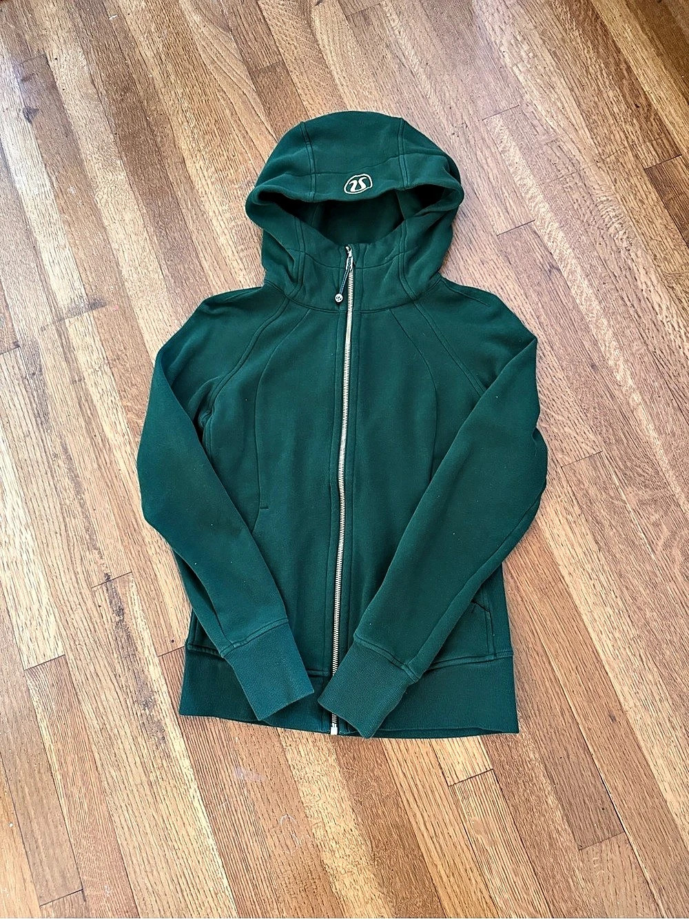 Lululemon Scuba Full Zip Hoodie Dark Green Size 6 Thumbholes